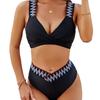 New Sexy Solid Color High Waist Bikini Swimsuit Women's Separate Swimwear Cross-Border Ladies Swimming Costume