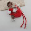 Colorful Curly Hair Doll Charm Keychain Braided Rope Heart Pendant Keyring Trendy Key Decoration for Fashion Lovers