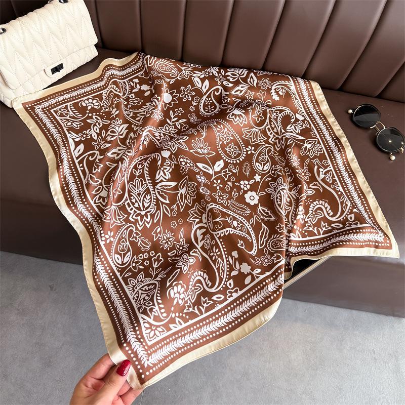 

Luxury Brand Paisley Print Square Scarf Women Soft Satin Shawls Neckerchief Wrap Scarves Bandana Hair Hjiab 70X70CM