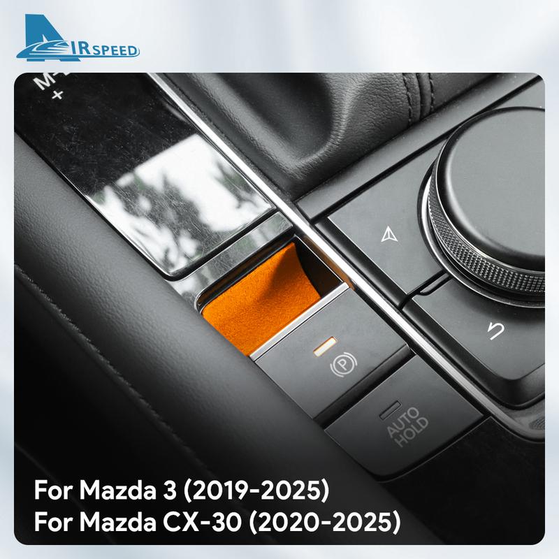 Oberes Wildleder-Zierleisten-Aufkleber LHD RHD für Mazda 3 BP Axela CX30 CX-30 2024 2025 Elektronische Handbrems-Aussparung