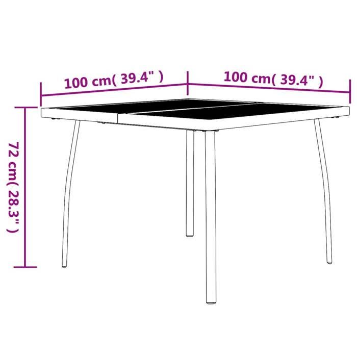 VidaXL Table de jardin anthracite 100x100x72 cm Treillis d'acier 362732