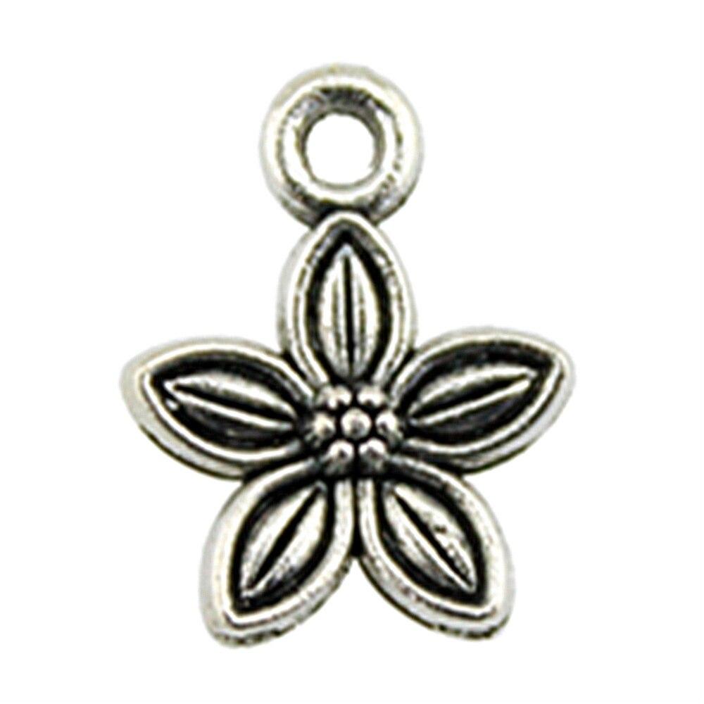 

Античный серебряный цвет цветок амулеты 11x11mm бренд: WYISYWG 40Pieces для девочек