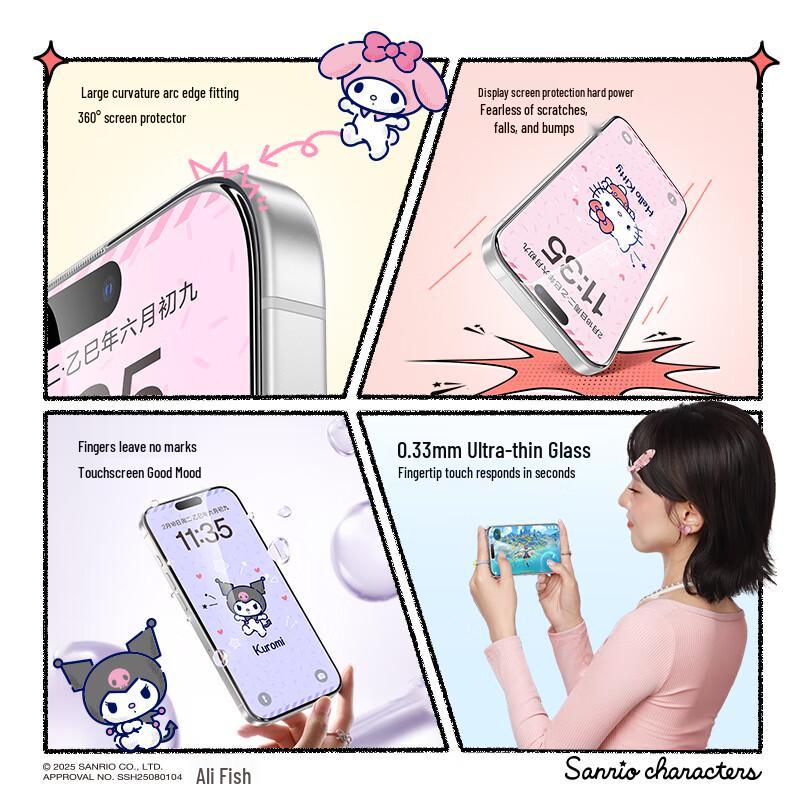 SMARTDEVIL Sanrio Autorisierter iPhone 15/16/17 Serie Privacy HD Panzerglas-Displayschutz