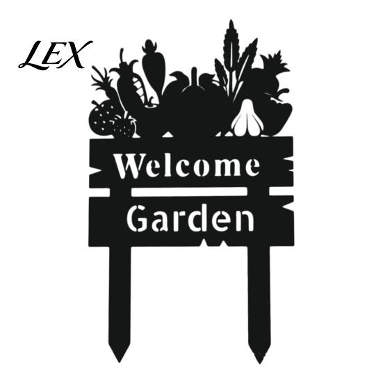 Courtyard Aesthetic Accents Welcome Decorative Yard Sign, Wildflowers/Vegetables Silhouette Black Garden Stake, Outdoor Vegetable Stakes Acrylic