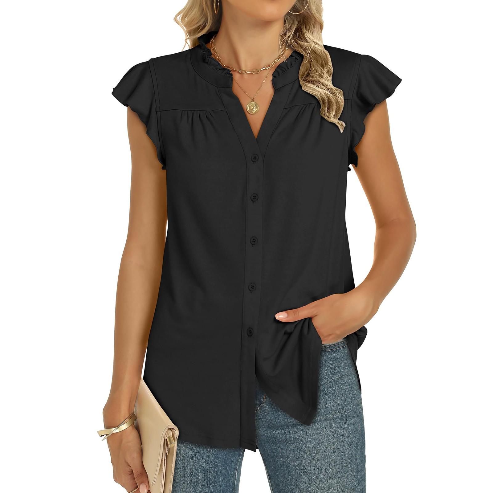 

Женские повседневные свободные рубашки модные топы футболки футболки M чёрный