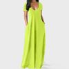 QICED Fashion Summer Spring Solid Color Print Short Sleeve U-Neck Casual Dresses Unique design
