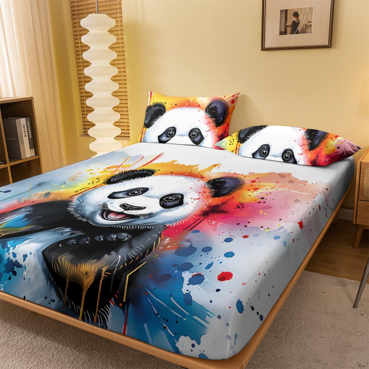 1 мультяшная милая Панда, цифровой принт, матовая натяжная простыня, наволочка с принтом для спальни, постельное белье(Нет наволочки) 71x132cm