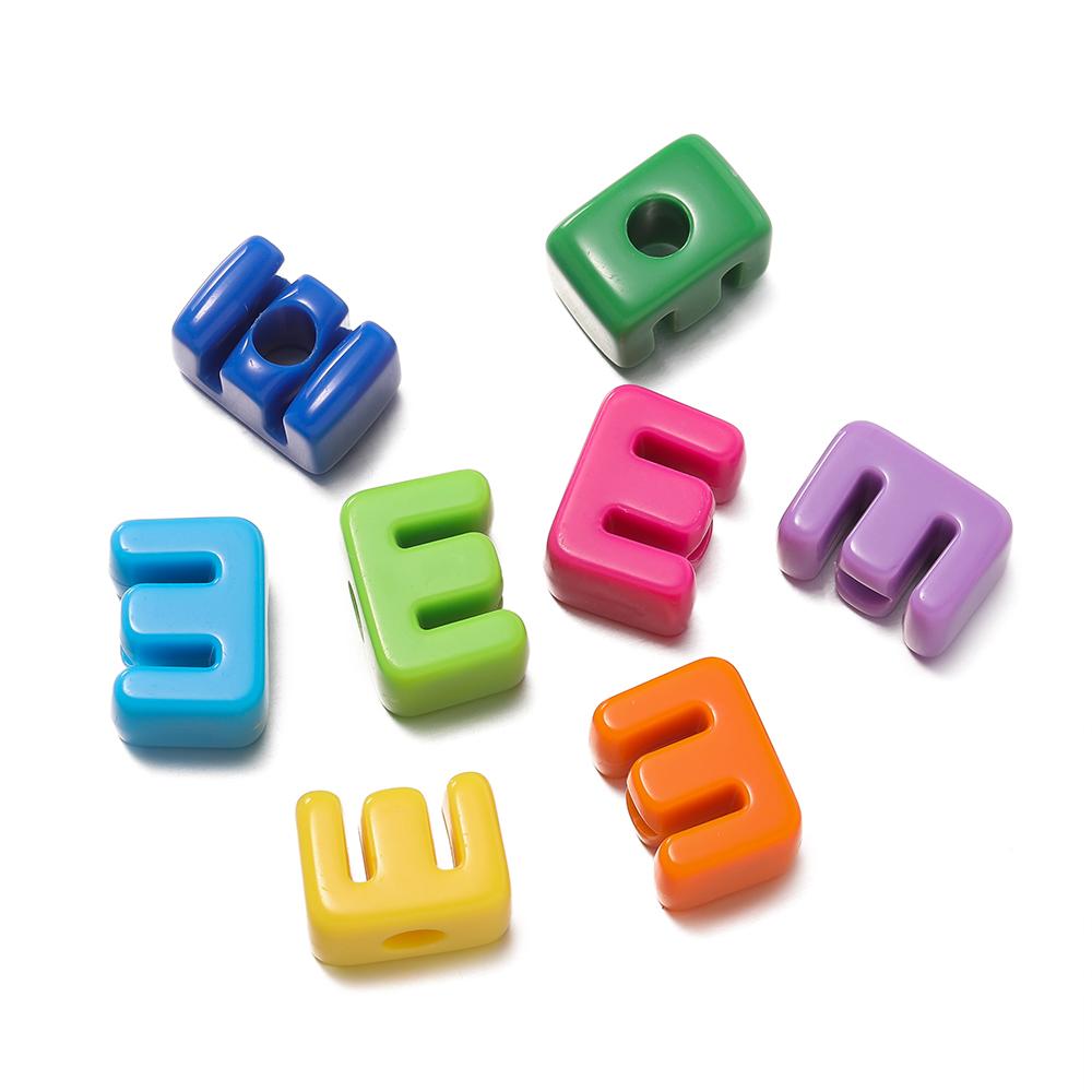 5Pcs A-Z Acrylic Big Hole Letter Beads Mix Colour Loose Spacer Beads for Making Key Chain Bracelet DIY Craft Jewelry Accessories