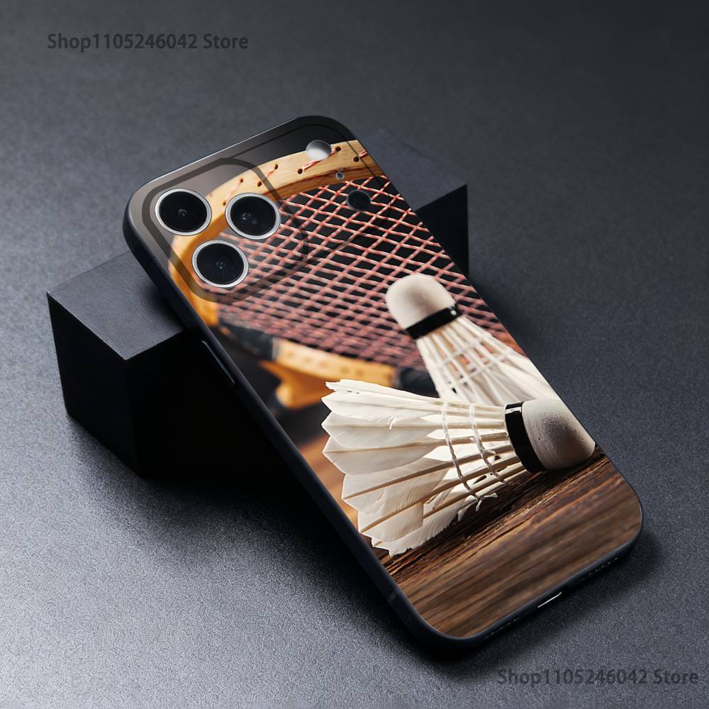 

Sport Badminton Cool Phone Case For iPhone 17,16,15,14,13,12,11,Pro,XS,Max,XR,Plus,E,SE4,Mini Black Shockproof Soft Cover iPhone15promax
