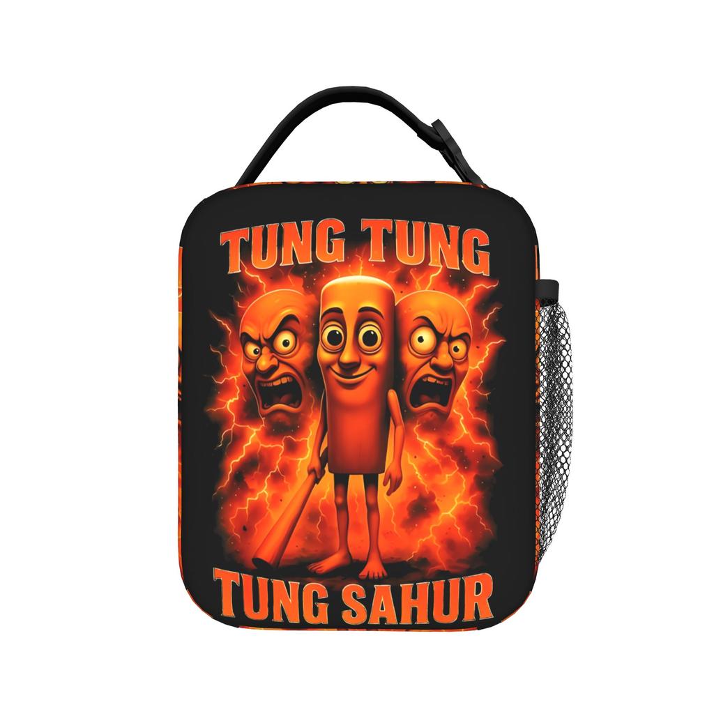 Tung Tung Tung Sahur Insulated Lunch Bags High Capacity Italian Brainrot Meme Meal Container Cooler Bag Tote Lunch Box Work