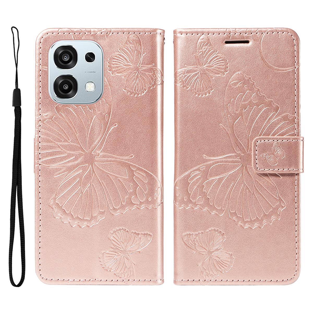 

For Oppo A6 Pro 4G/Oppo F31 5G/Oppo A6 Pro 5G Wallet Case Floral Butterfly Imprinted Leather Phone Cover Stand - Green