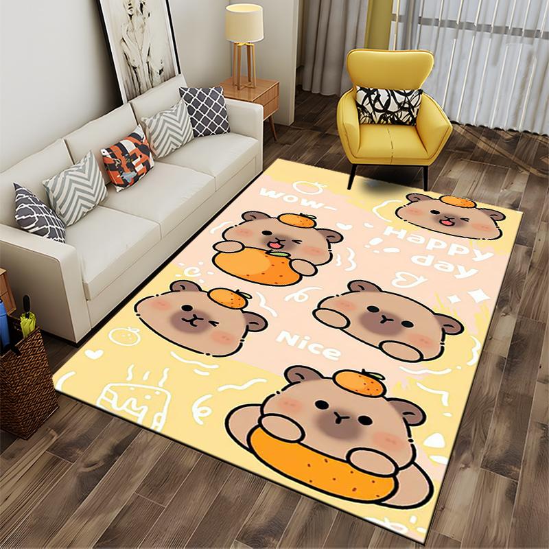 Cute Stacked Capybara Cartoon Rug Suitable for Use As an Anti-slip Game Mat for Living Room and Bedroom Sofas