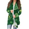 Women's Fashion Casual Christmas Print Medium Length Cardigan Jacket Coat