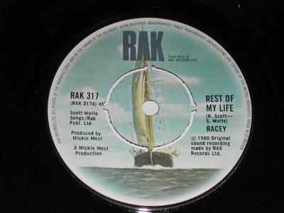 7inch Record RACEY - Rest Of My Life RAK317 RAK 1980 UK Pop Used