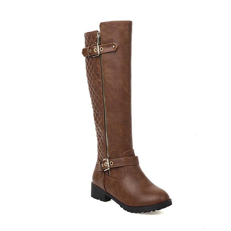 

Mature Women s Boots Knee High Fashion Retro Chelsea Boots 4CM Square Heel New Fashionable Belt BuckleHigh Cylinder Women Shoes 38 червоно-жовто-коричневий