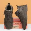 Men's Winter Velvet-Lined Leather Workwear Shoes - Retro Soft Bottom Low-Top Casual Martin Style