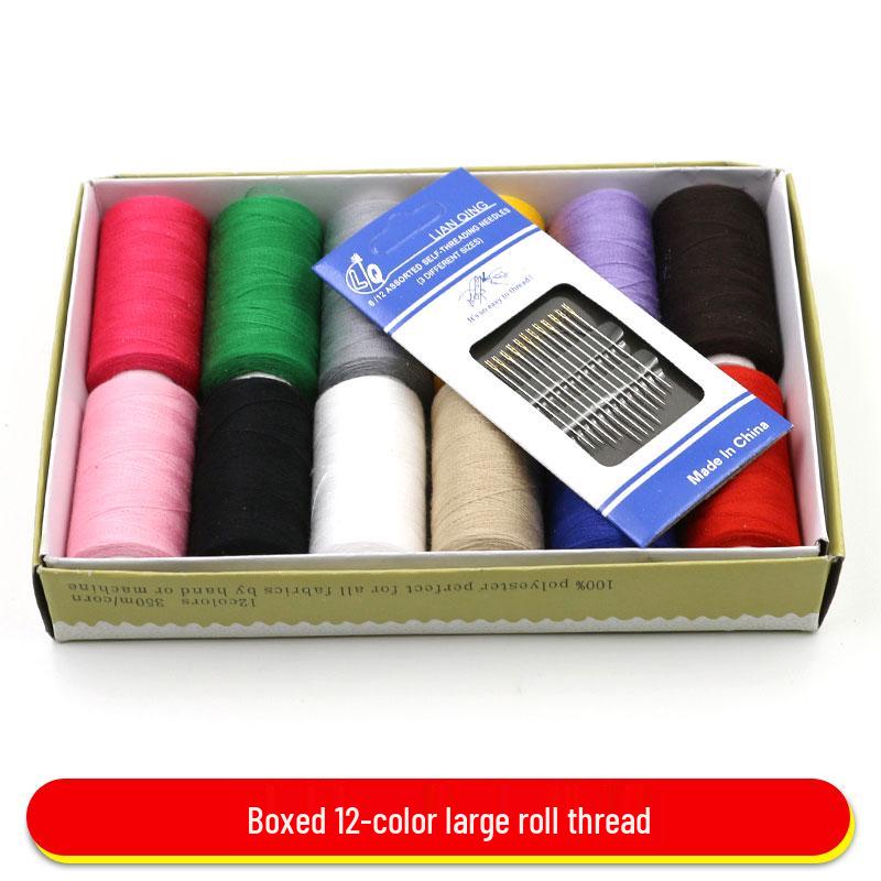 402 Polyester Black & White Sewing Thread Set: Small Roll for Machine & Hand Sewing, Needle & Thread for Household & Clothes Use.