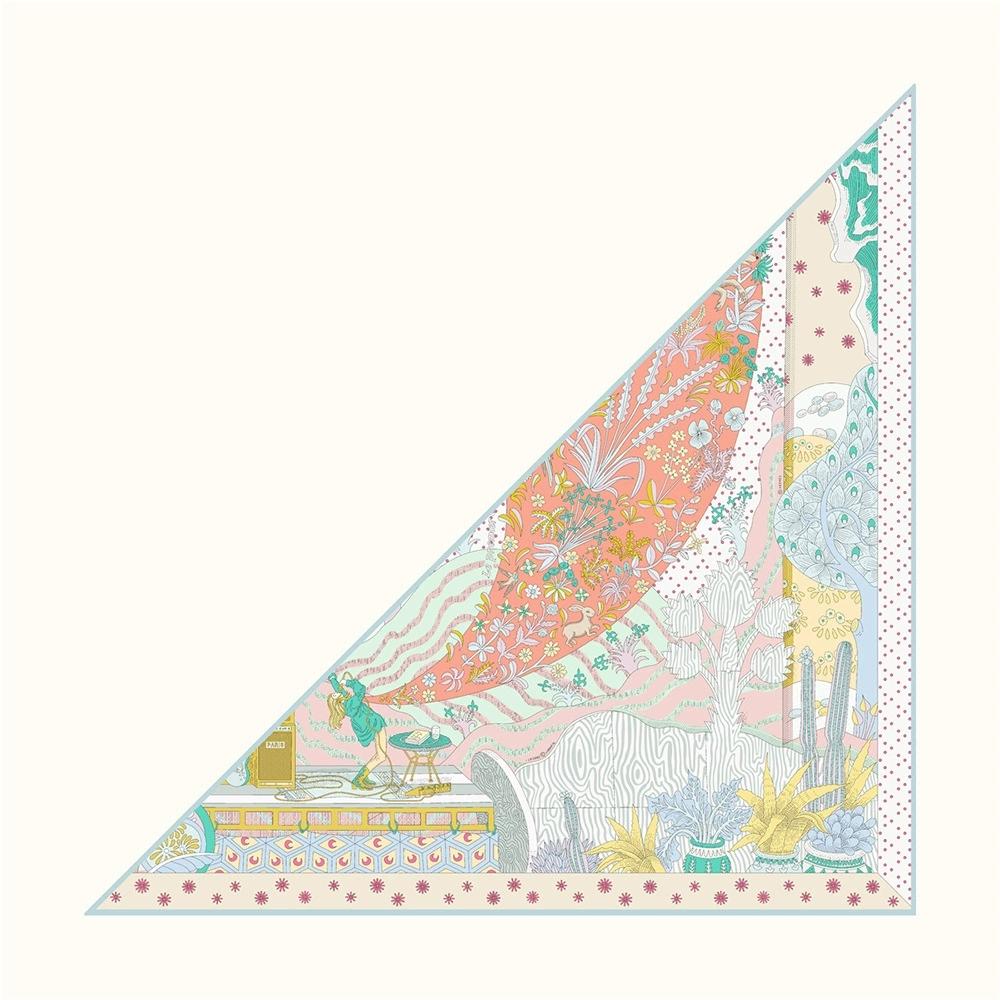 

Spring And Autumn Triangle Twill Scarf Shawl Hijabs Luxury Plant Floral Printed Bandana Foulard Neckerchief For Ladies 130x85cm