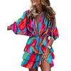 2022 Autumn Batwing Sleeve V-neck Irregular Hem Dress for Women