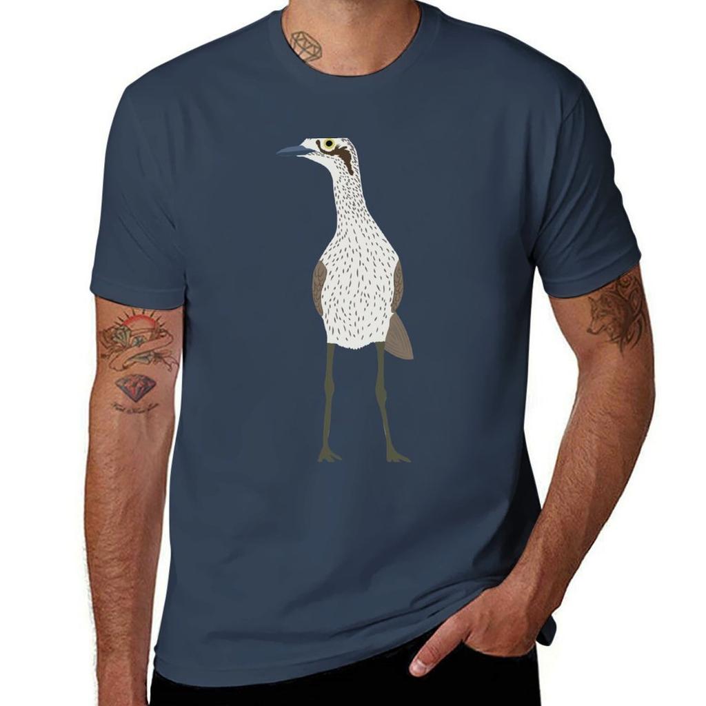 Bush Stone-Curlew on Yellow T-Shirt Holiday Party T-Shirt for Unisex