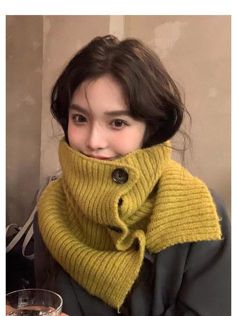 

Женский шерстяной шарф-пуловер в корейском стиле с высоким воротником — теплый, универсальный шарф для осени и зимы