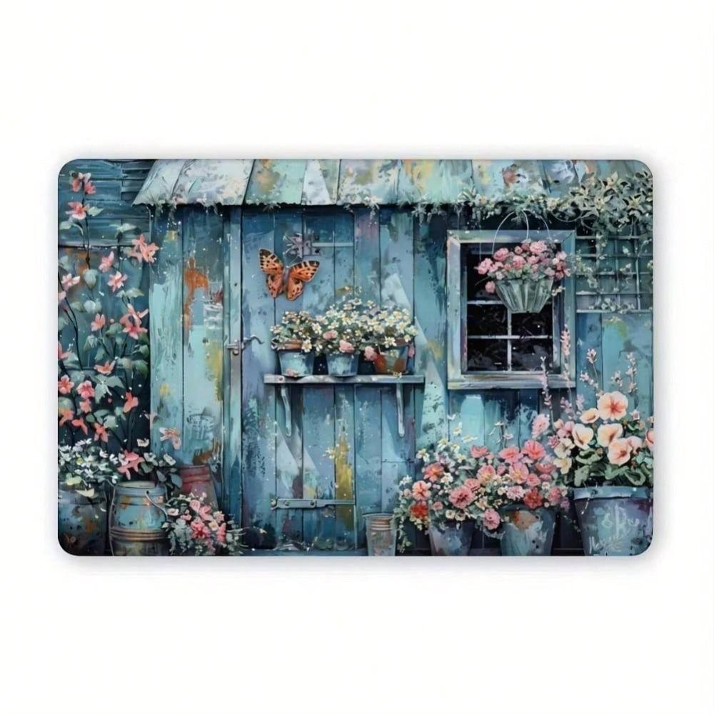 Butterfly Flower Metal Wall Poster Home Garden Decor