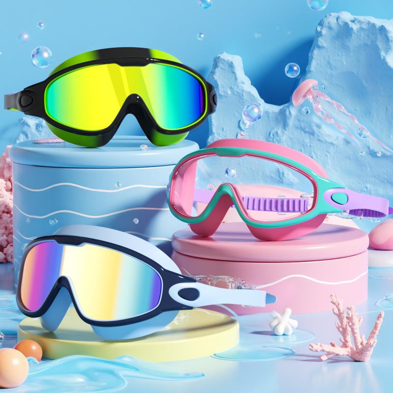 HD Anti-Fog Kids Swim Goggles Waterproof Anti-UV Wide View Swimming Goggles for Boys Girls Age 3-14