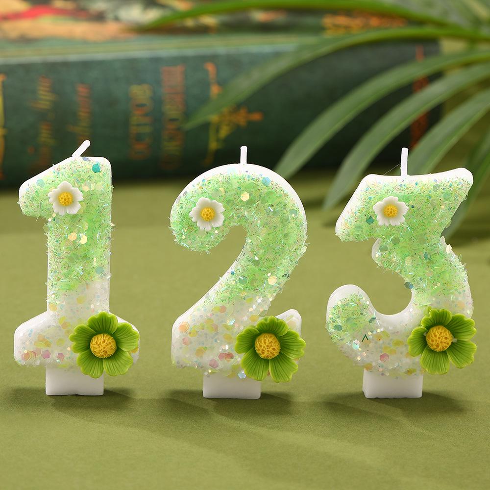 Forest Daisy Number Candles - First Birthday Cake Decorations