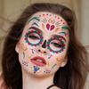 9pcs Skull Ghost Face Stickers Waterproof Temporary Spooky Tattoos Facial Makeup Halloween Dancing Party Decoration Supplies
