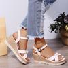 Wedge Sandals Women's Platform One Line Buckle Foreign Trade Large Size Platform Korean Peep Toe Summer Sandals