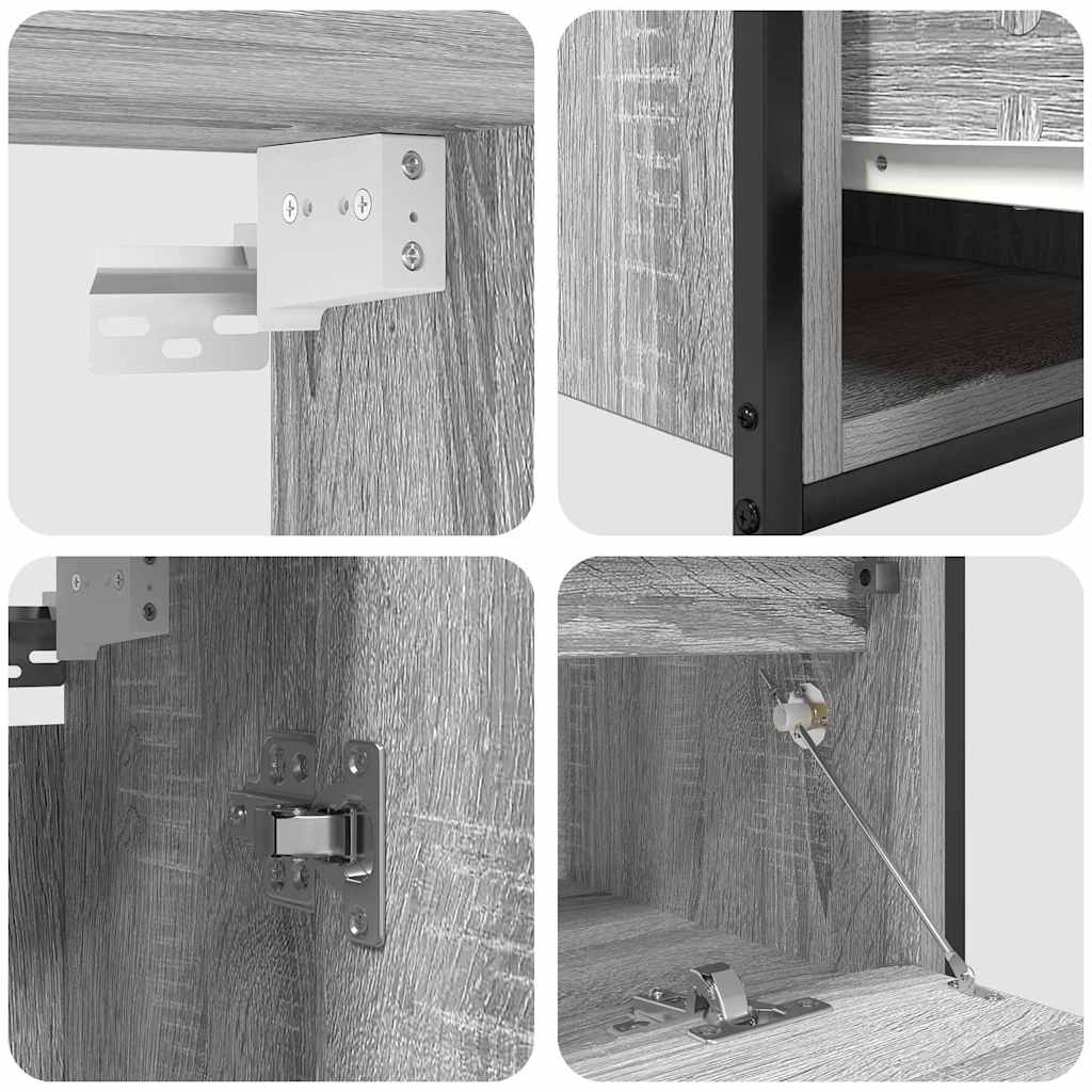 Bathroom Furniture Set with Shelf and Door 5 pcs Grey Wood Based Material