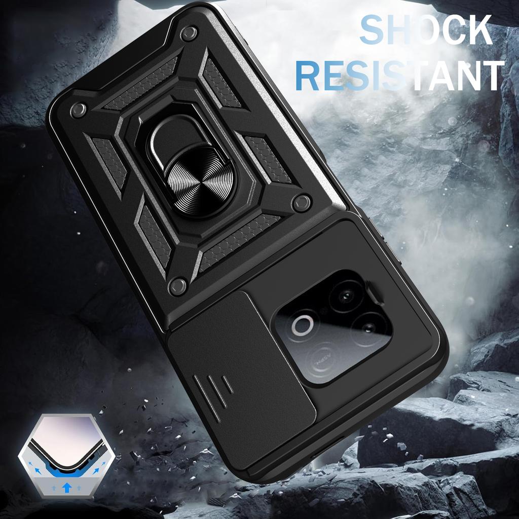 Funda for Vivo iQOO Z10 Turbo Pro 5G Case Armor Slide Camera Lens Protection Ring Stand Back Cover for iQOO Z10 Turbo Capa