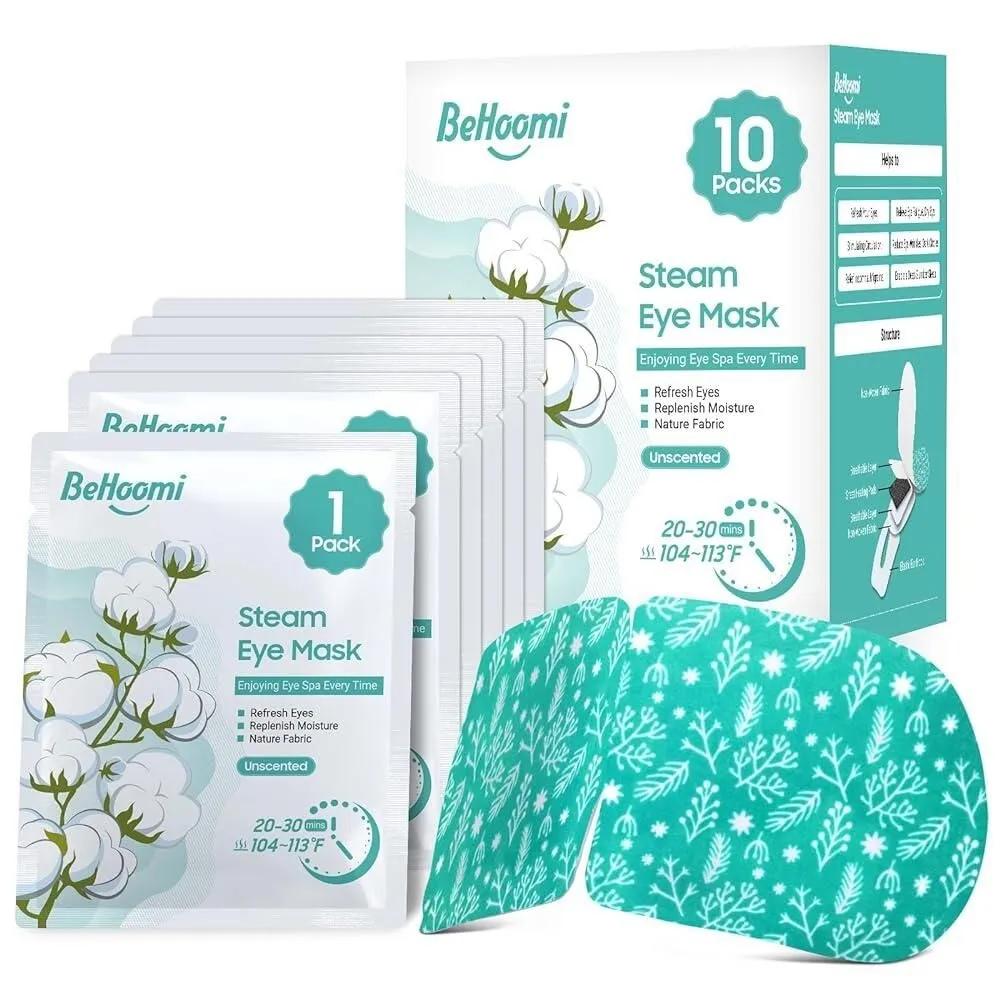 

BeHoomi Steam Eye Mask 10 Pack Heating Self-Heating Disposable Spa Warm Compression Eyes Sleep Travel Essential Relaxation Gift Stockings Spa