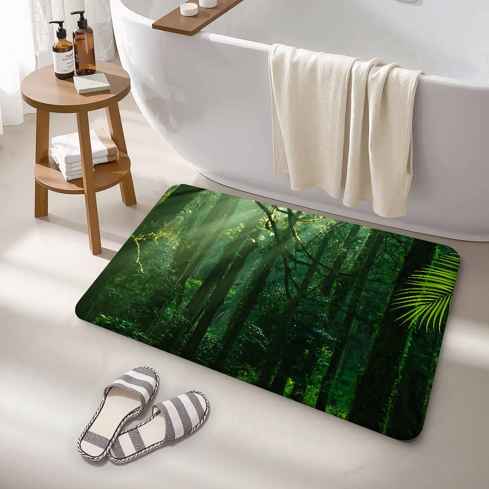 Rainforest Landscape Door Mat Anti-slip Absorb Water Long Strip Cushion Bedroon Mat Bedside Mats