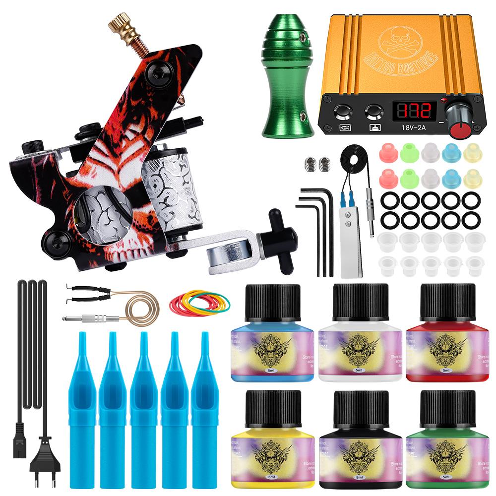 PHOENIXY Tattoo Kit 6 Colors Tattoo Inks, Tattoo Gun Machines, Grips, Power Supply, and Accessories Set for Beginners