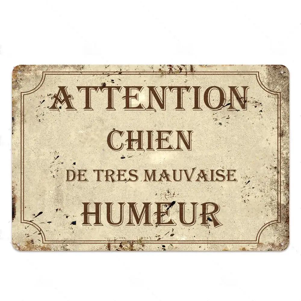 Place Plaque Metal Vintage Shabby French Text Sign Wall Tin Sign Decor For Toilet Cuisine Shop Crafts Decorative Plate Painting