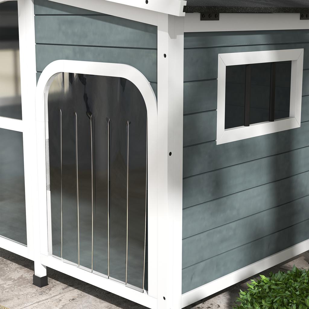 Outdoor Dog Kennel for Medium Size Dogs with Opening Roof In Wood, 101x66.5x70.5 Cm, Grey