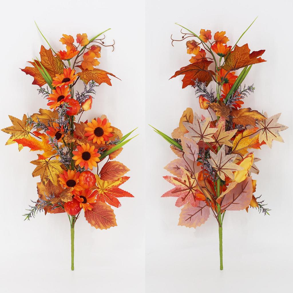 Decorazione Tavola Ikebana con Foglie d'Acero Autunnali