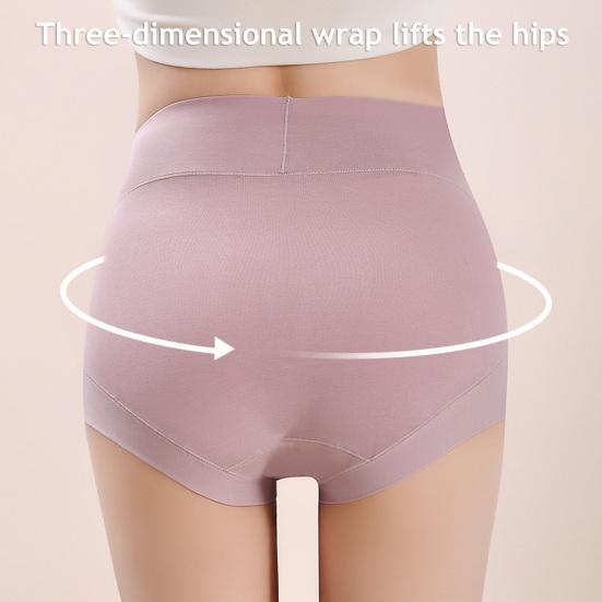 Damen Hohe Taille Baumwolle Unterwäsche Bauchkontrolle Einfarbig Stretch Atmungsaktiv Damen Damen Slips Unterhosen