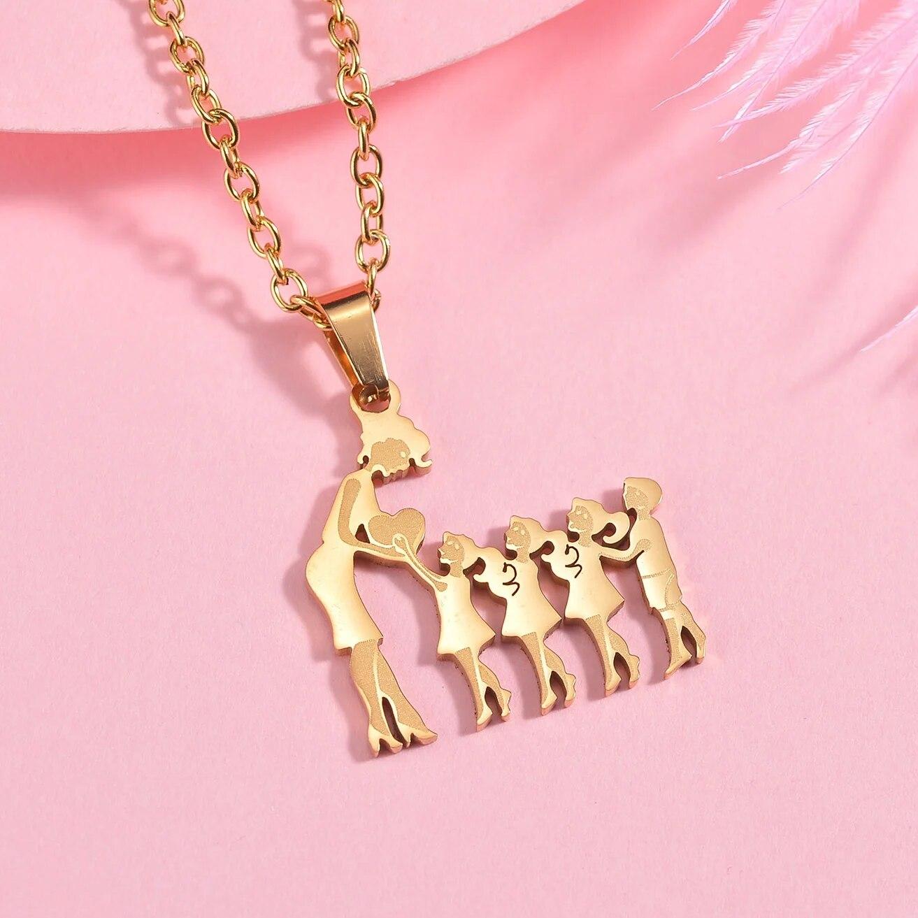 

Семейные ожерелья из нержавеющей стали для матерей и детей, серебряные цветные цепочки с подвесками для детей, ювелирные изделия, подарок на день матери