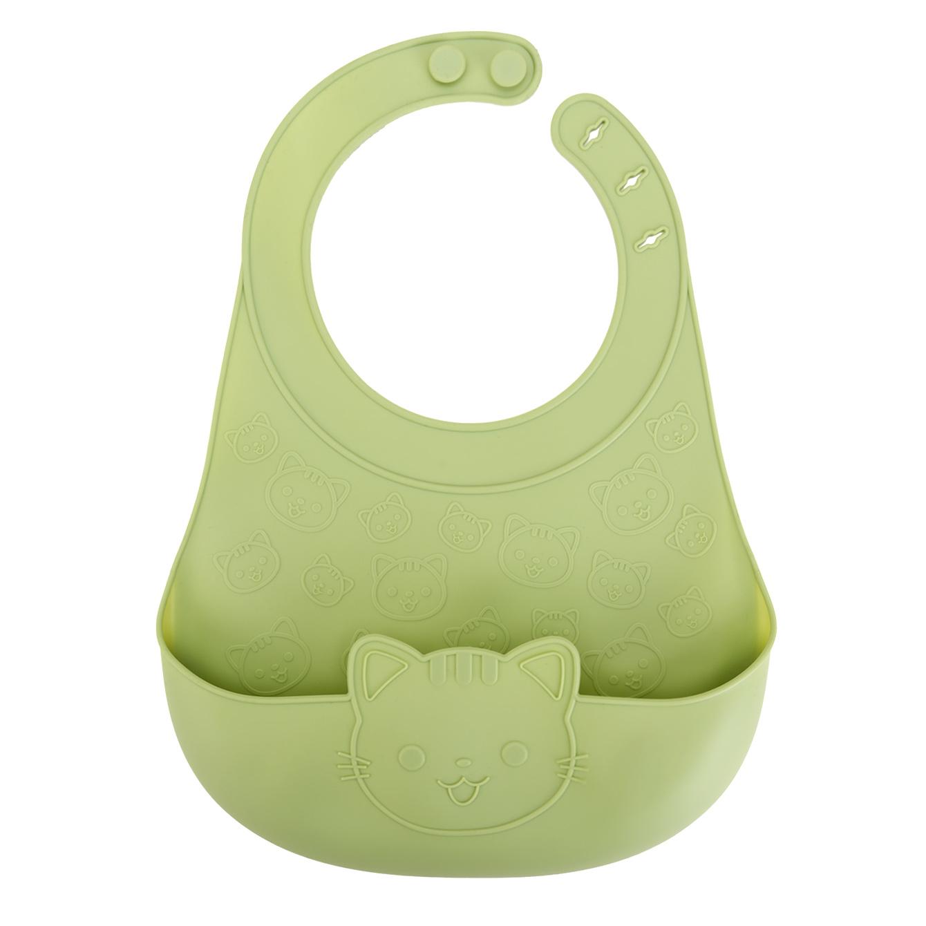 

Color Kids 1Pc Cute Cat Silicone Baby Bib Waterproof Adjustable Feeding Bib Easy Clean Food Catcher Pocket Kids Gift Tableware
