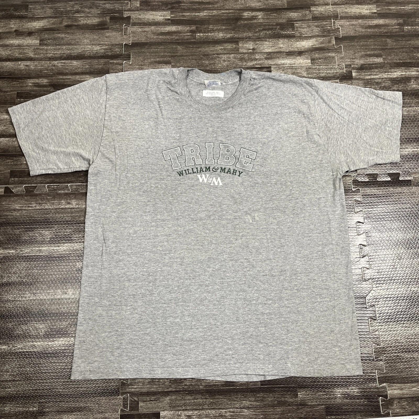 Vintage William & Mary Tribe Graphic Tshirt Grey 2XL XXL Single Stitch VTG 90s S