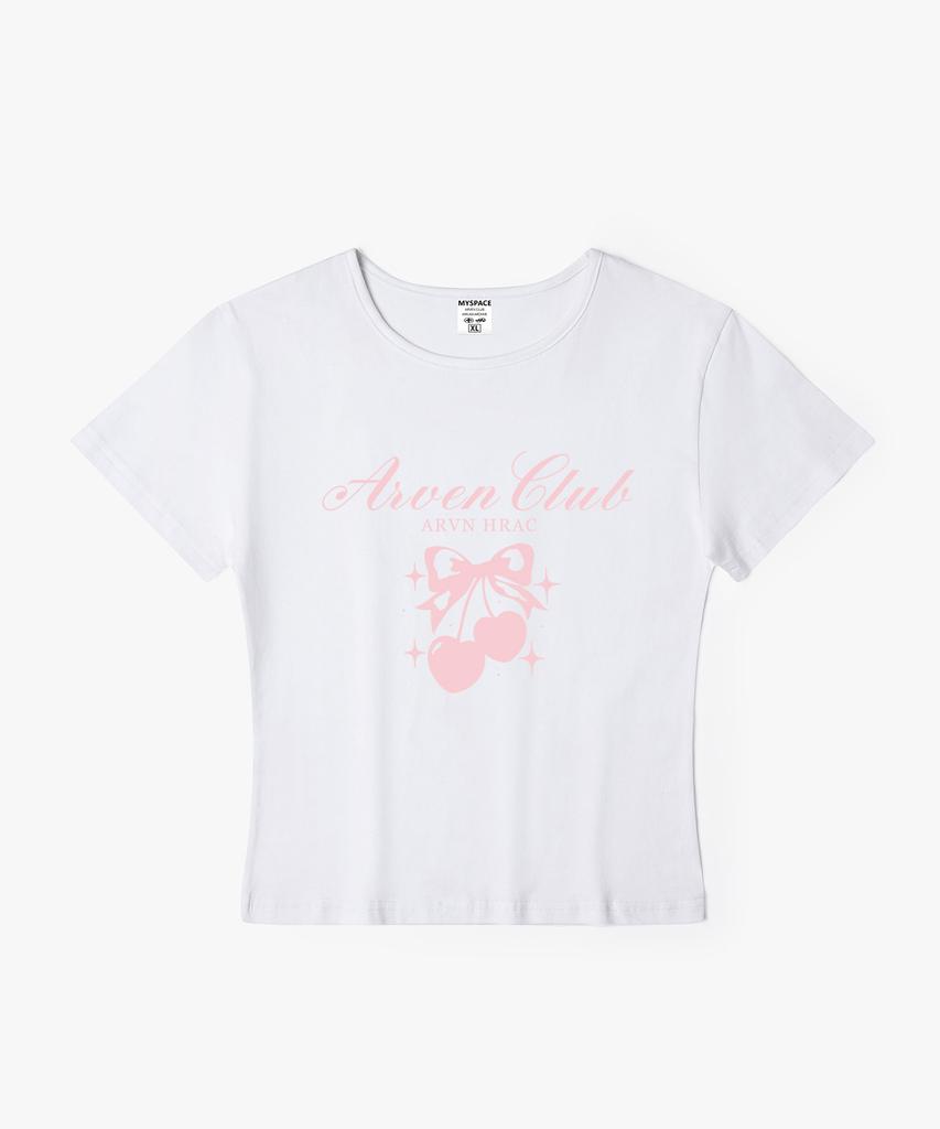 Aleubenkeulleob Stamp Pink Cherry Women'S Slim Fit Short Sleeve T-Shirt