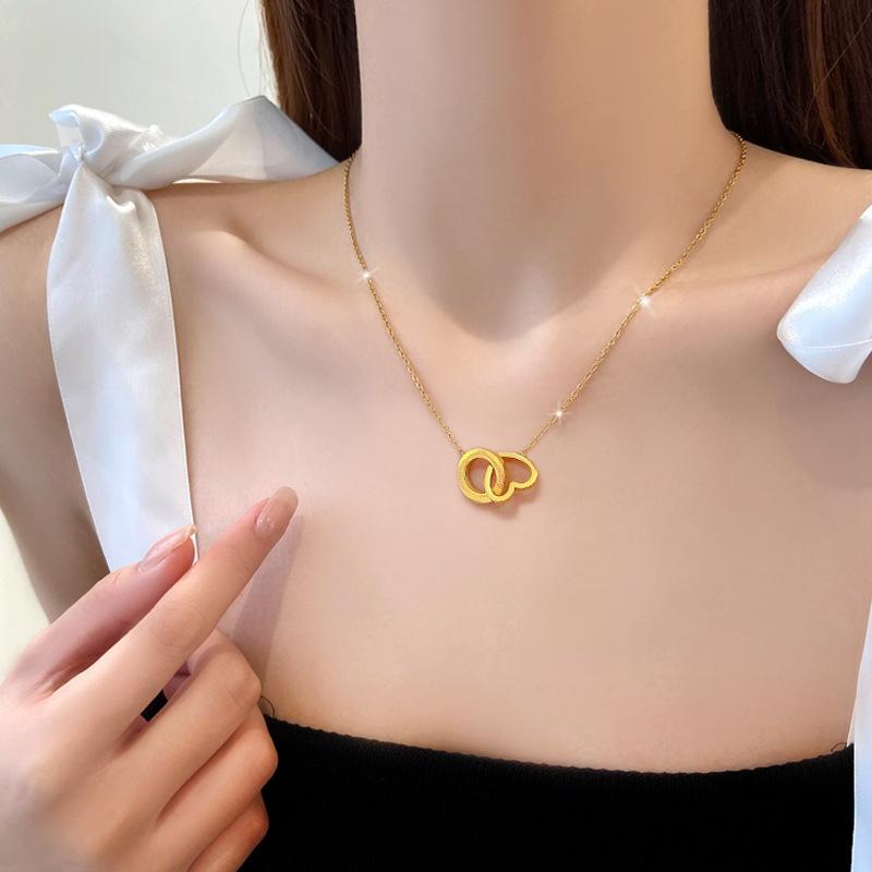 Love Ring Minimalist Furnace Real Gold Necklace Female Collarbone Chain With Jewelry