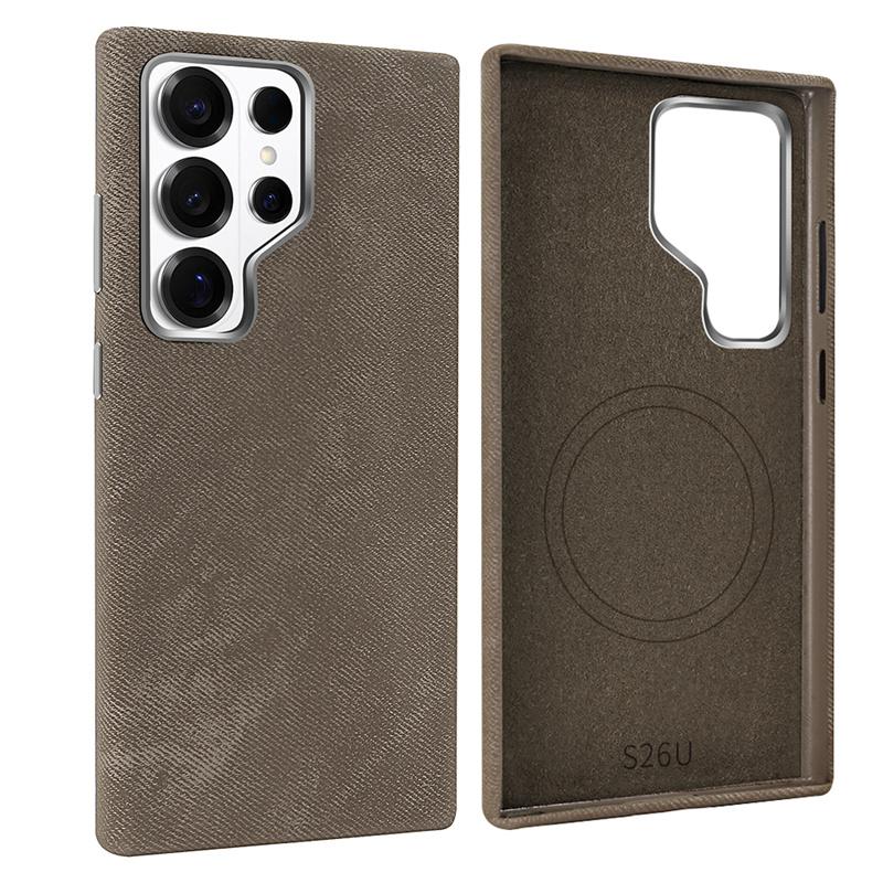 Luxury Microfiber Magnetic Wireless Charging Phone Case For Samsung Galaxy S24 S25 S26 Ultra For Magsafe Metal Camera Lens Cover