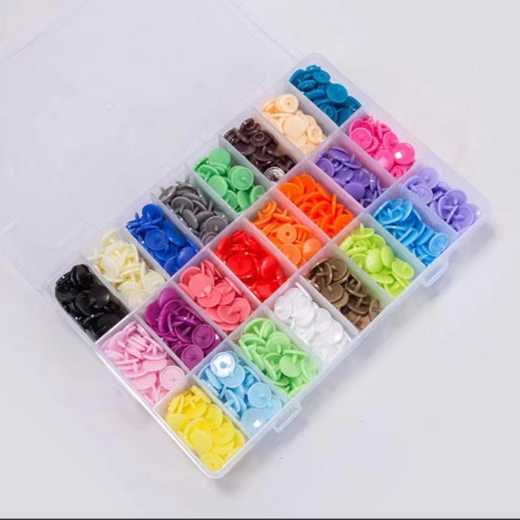 60-Color Eco-Friendly Plastic Snap Button Set for Baby Clothes and Bibs
