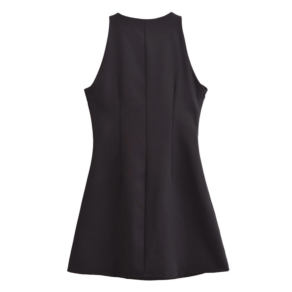 2025 Spring Women's Sexy Solid Sleeveless Off-Shoulder Hollowed Short Dress