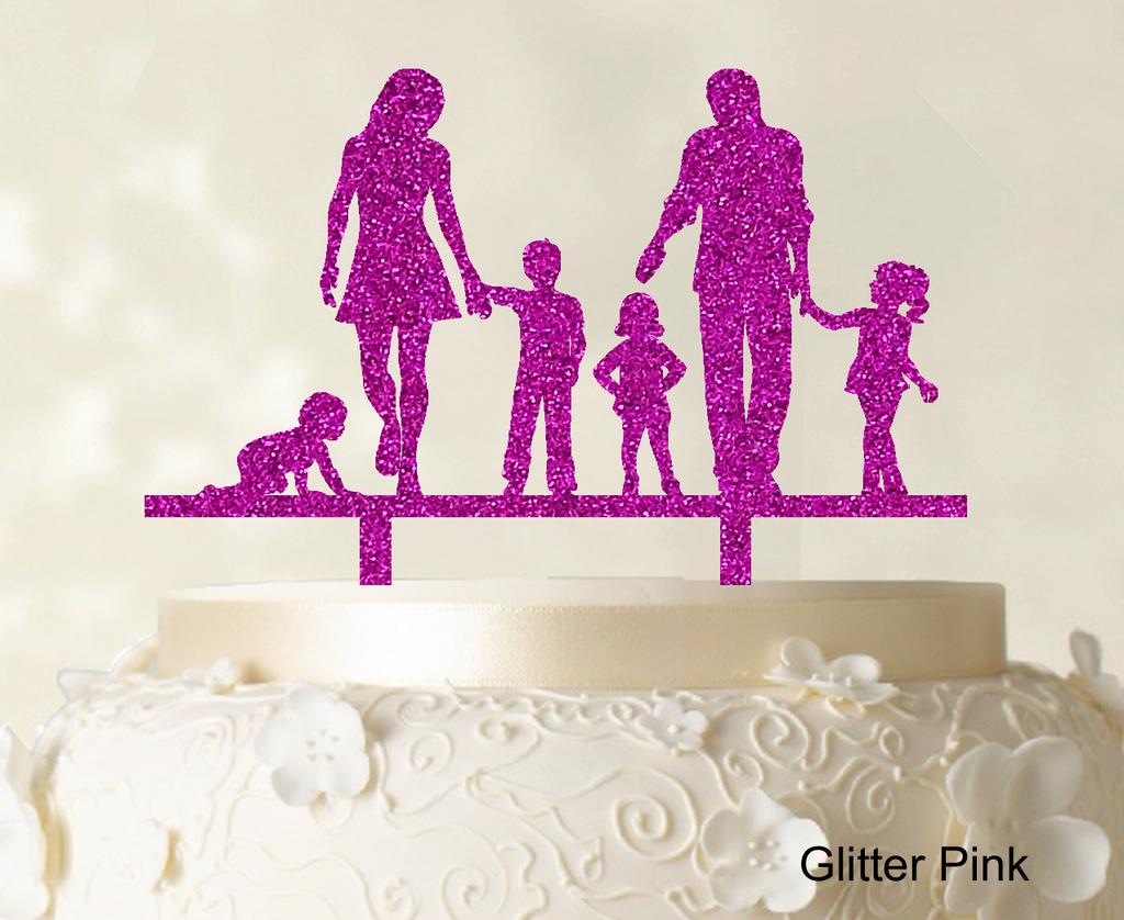 Personlig familiekaketopper Egendefinert silhuett Bryllupskake Topper Kakedekorasjoner Tilgjengelig 6"-7" tommer
