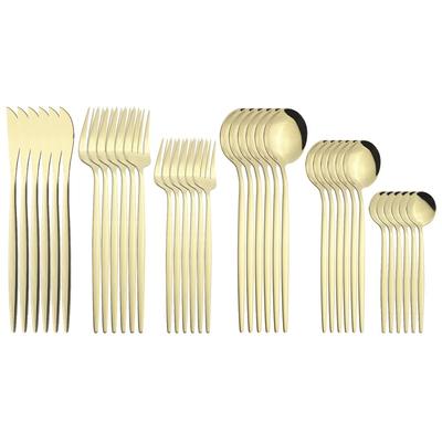 6 personen/36 Stücke Gold Geschirr Besteck Messer Dessert Gabel Tee Löffel Geschirr Besteck Edelstahl Küche Besteck Set