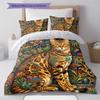 Flower Cat Crow Pattern Bedding,Quilt Set Quilt Cover Pillowcase Home Birthday Gift (1 * Duvet Cover + 2 * Pillowcase, Without Core)